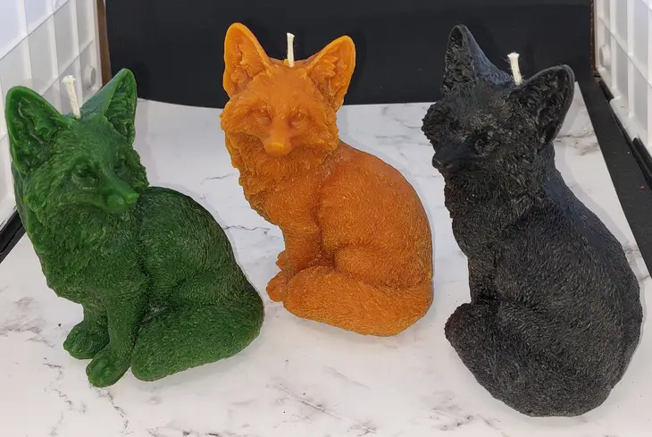 Large Fox Beeswax Candle