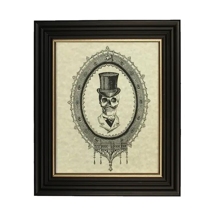 8" X 10" Skull in Top Hat Framed Print in Black Frame