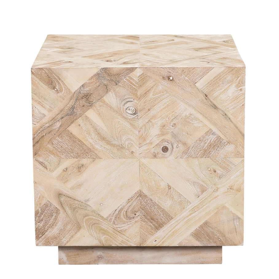 Light Natural Handmade Acacia Block Side End Table
