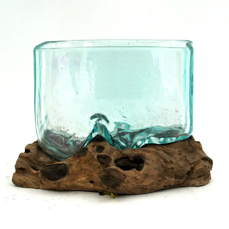 Driftwood Blown Glass Large Rectangle Vase