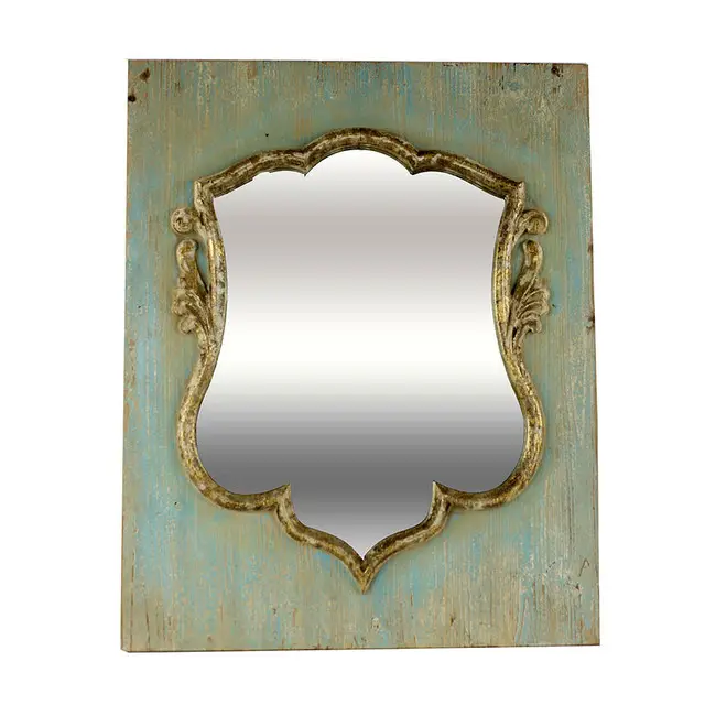 Distressed Wood Shield Mirror