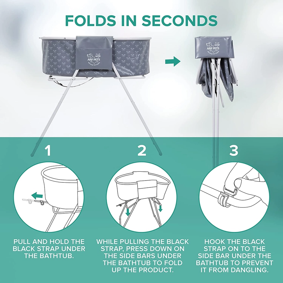 Foldable Dog Bath, Portable Elevated Pet Wash Tub