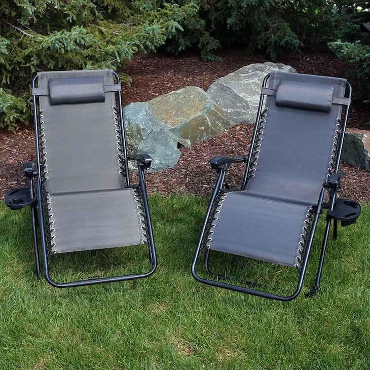 Sunnydaze Oversized Zero Gravity Lounge Chairs with Cup Holder - Set of 2 - Charcoal (many available)