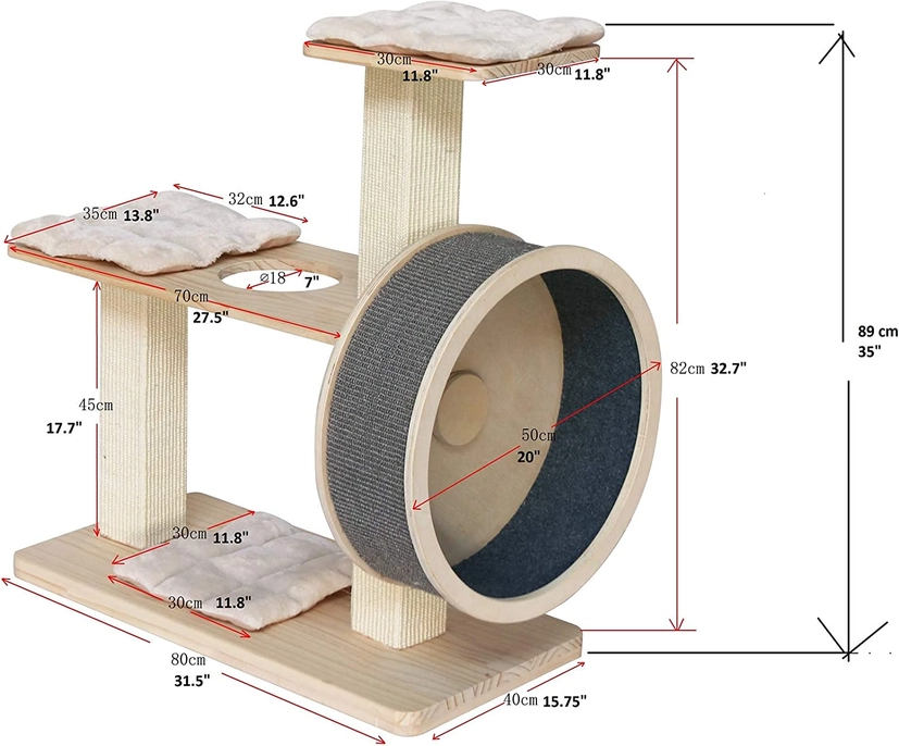Spin Kitty Cat Tree with Built-in Wheel