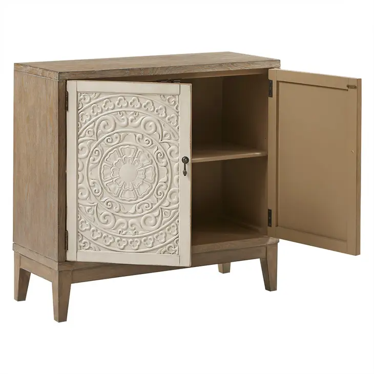 Reclaimed Walnut Floral Details Accent Chest