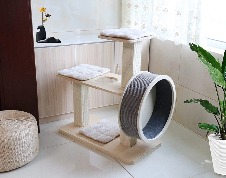 Spin Kitty Cat Tree with Built-in Wheel