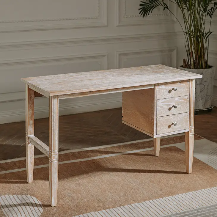 Sydni 45.3'' Solid Wood Writing Computer Desk with 3 Drawers