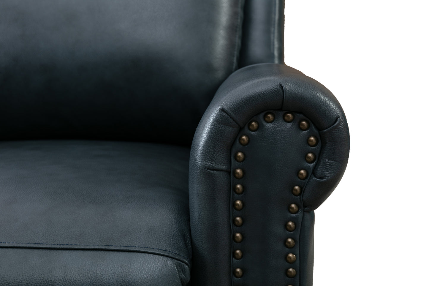 33.5inch Wide Genuine Leather Manual Ergonomic Recliner