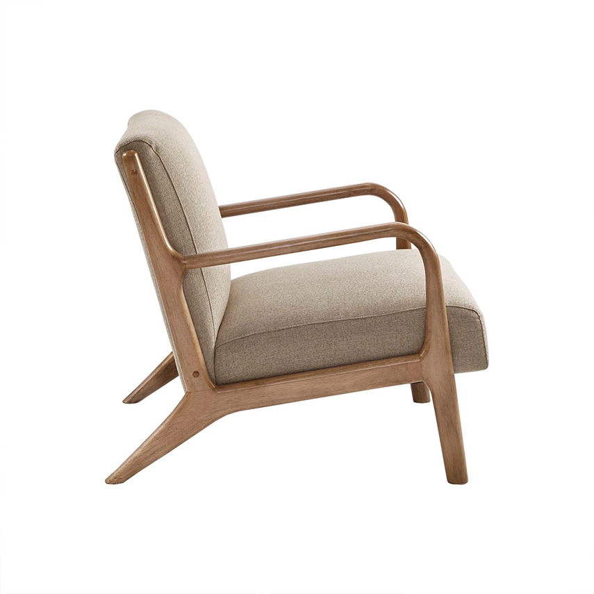 Scandinavian Elm Wood Taupe Lounge Chair