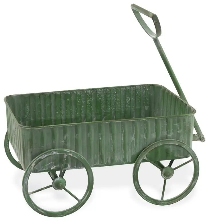 Green Metal Wagon Décor