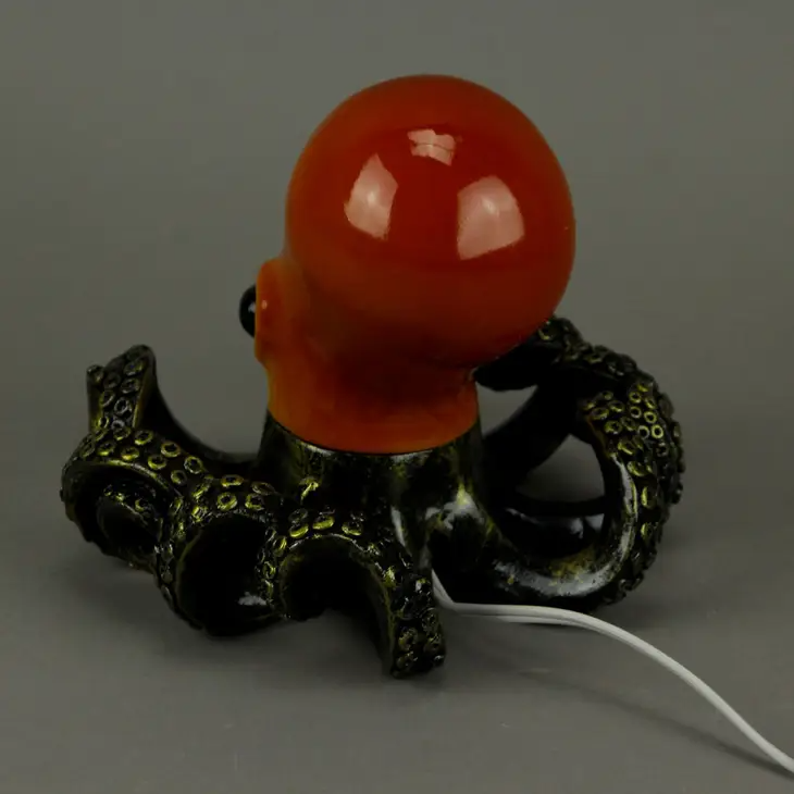 Bronzed Resin & Amber Octopus Coastal Accent Lamp/Nightlight