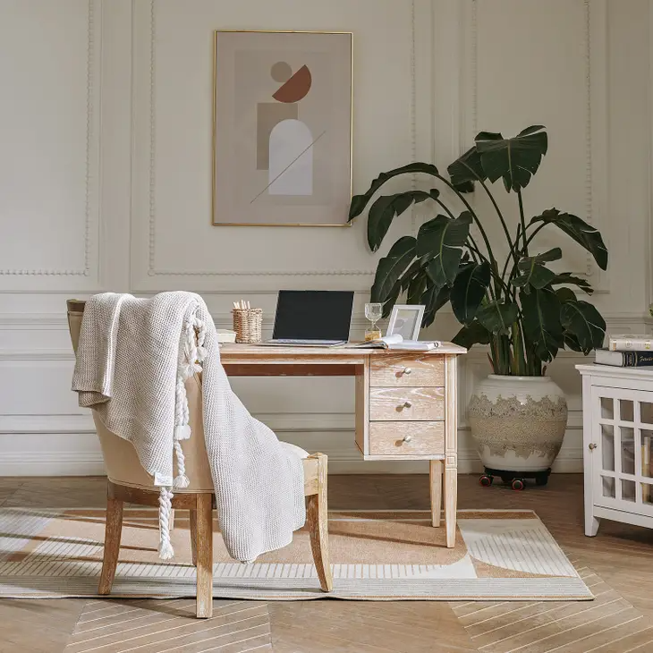 Sydni 45.3'' Solid Wood Writing Computer Desk with 3 Drawers