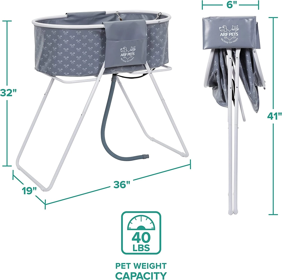 Foldable Dog Bath, Portable Elevated Pet Wash Tub