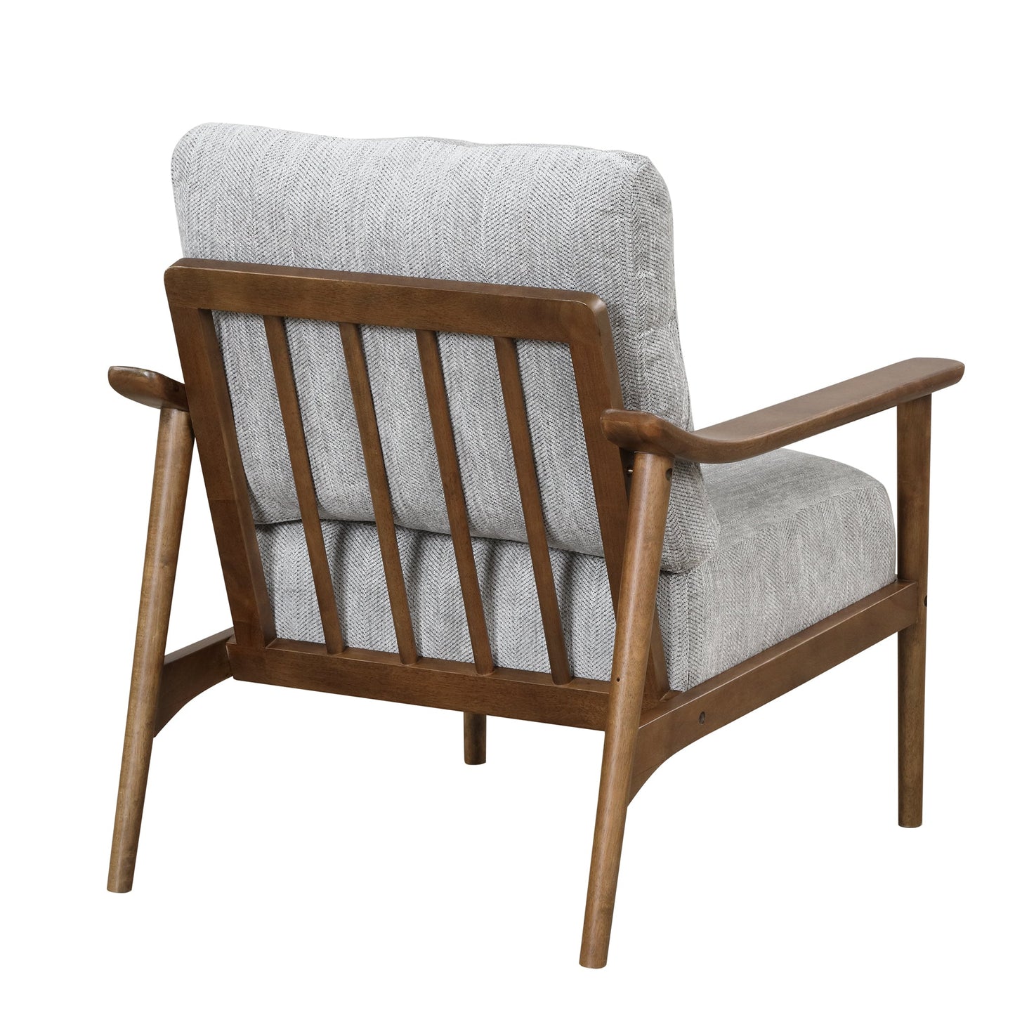 Linen Upholsterd Accent Chair Arm Chair Set of 1 with Vertical Slatted Back