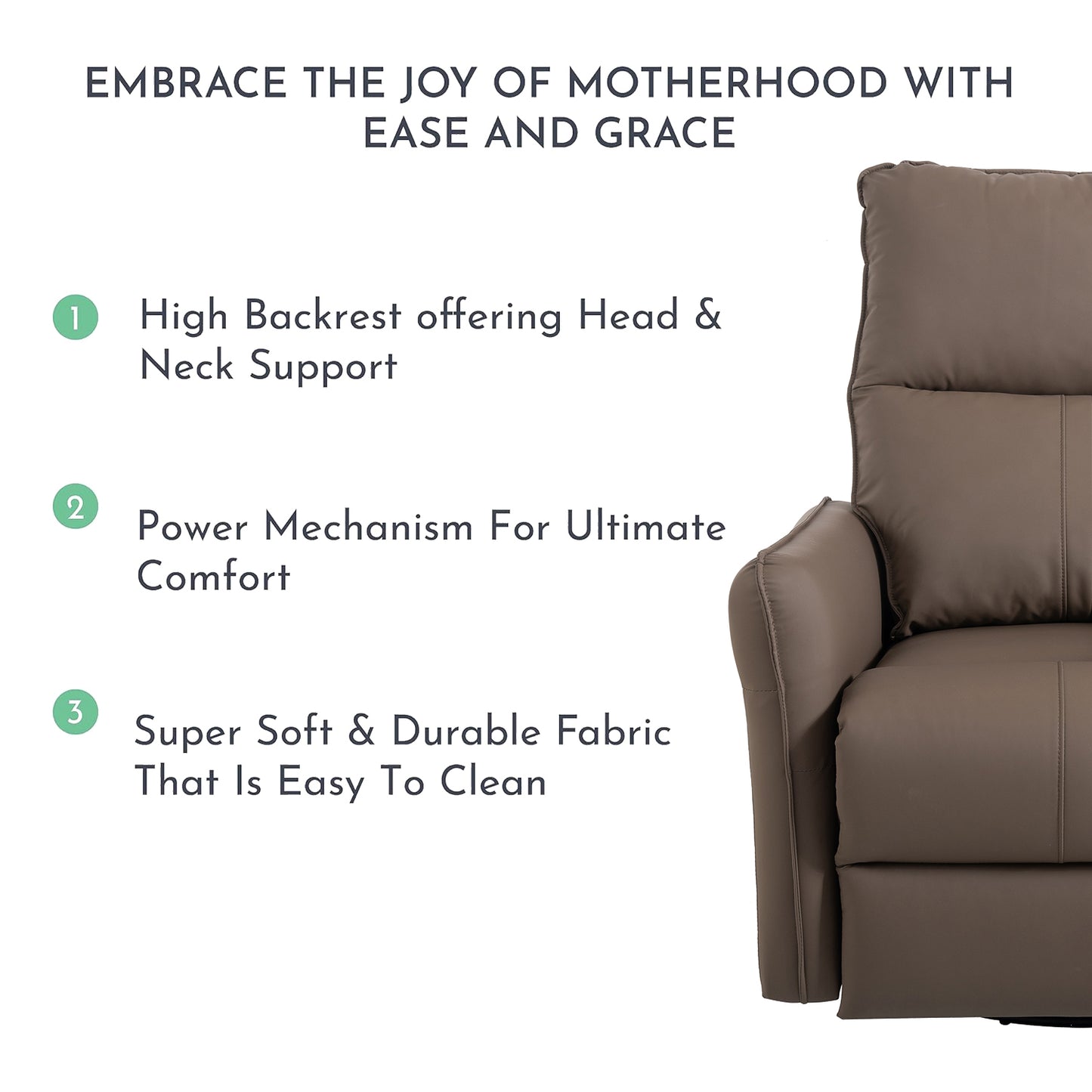 OmniGlide 270° LuxeRecline - Power Swivel & Glider with USB