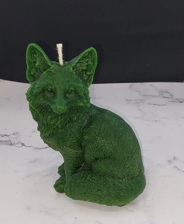Large Fox Beeswax Candle