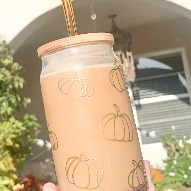 Fall Aesthetic Glass Coffee Cup