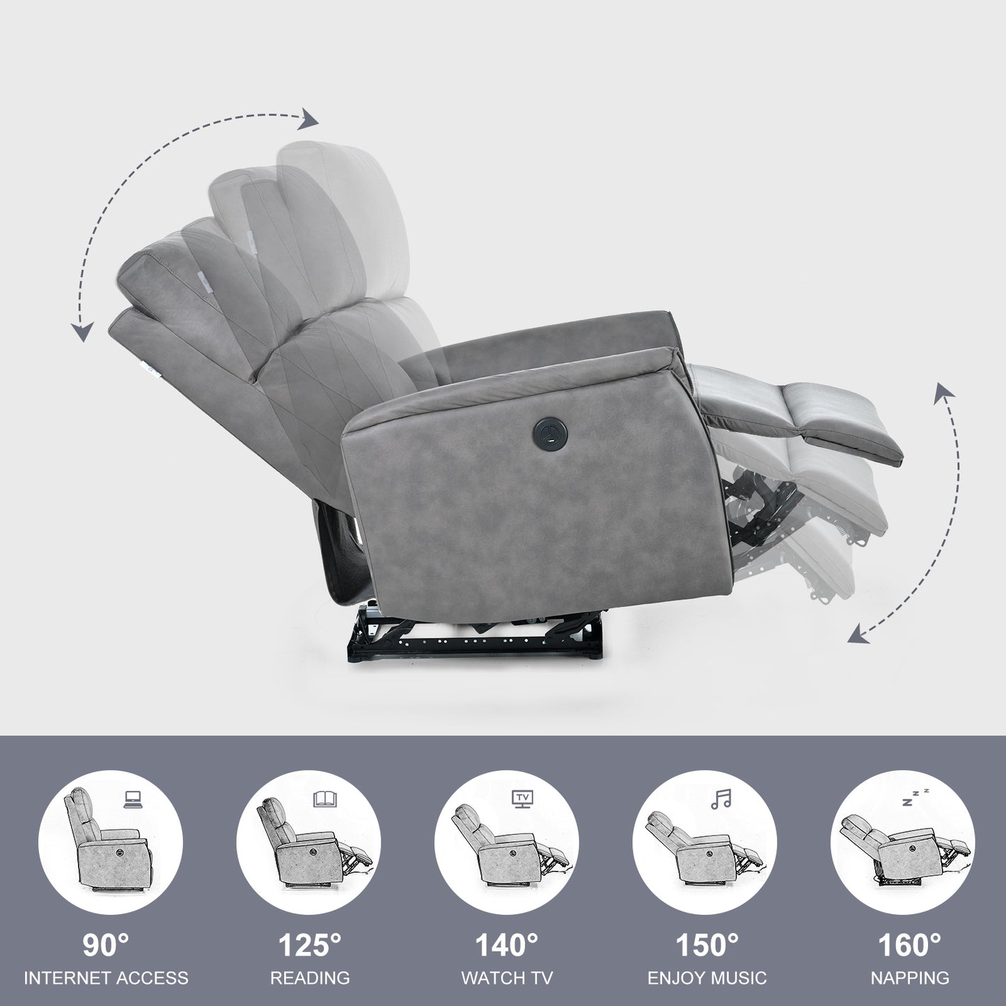 CompactLux Streamline: Space-Saver Power Recliner with USB