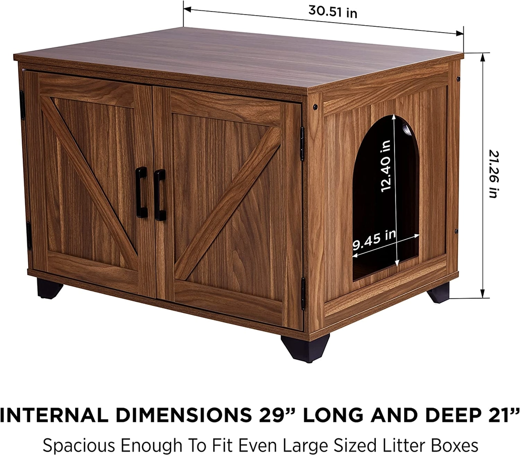 Cat Litter Box Enclosure, Hidden Large Cat Box House W/Table