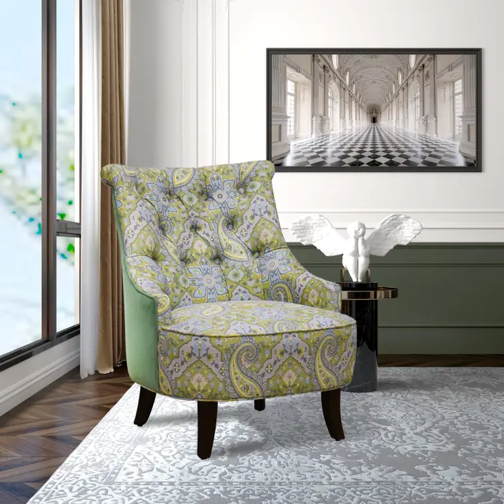 27.5" Wide Accent Chair Pattern Upholstered Wingback Armchair