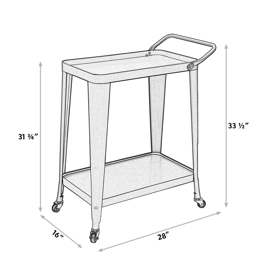 Metal Frame Bar Cart, Teal