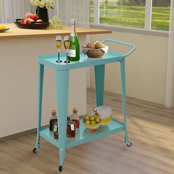 Metal Frame Bar Cart, Teal