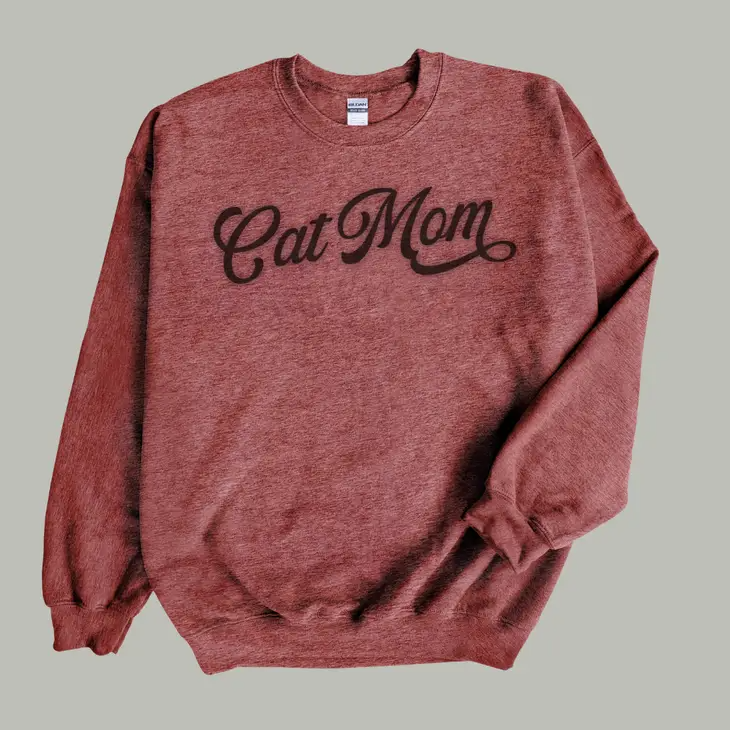 Puff Print Cat Mom Sweatshirt