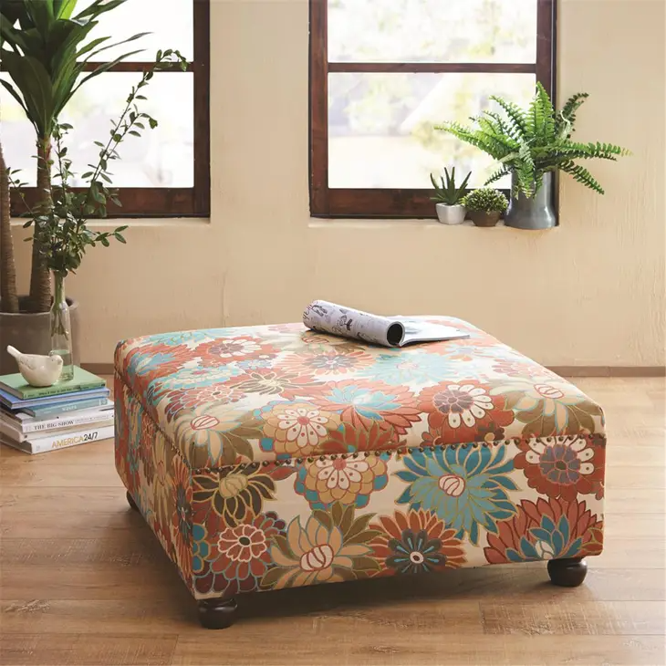 Floral Square Cocktail Ottoman