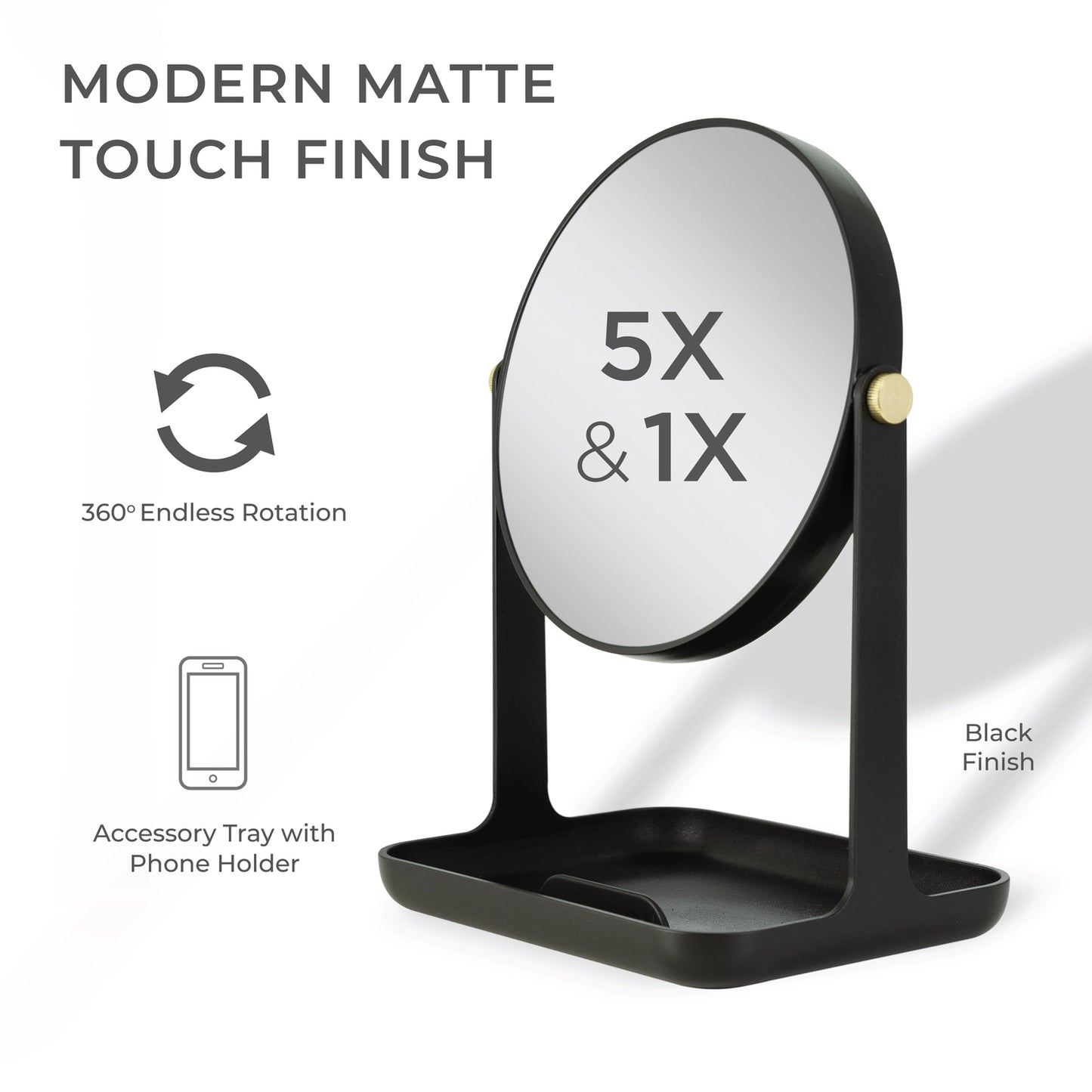 Back-To-School Makeup Mirror with Accessory Tray & Phone Holder