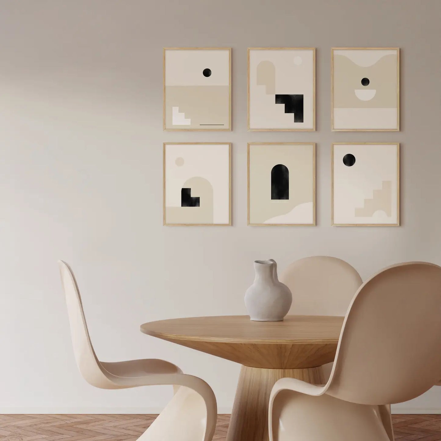 11x14 in, Set of 6, Beige Oak Frame