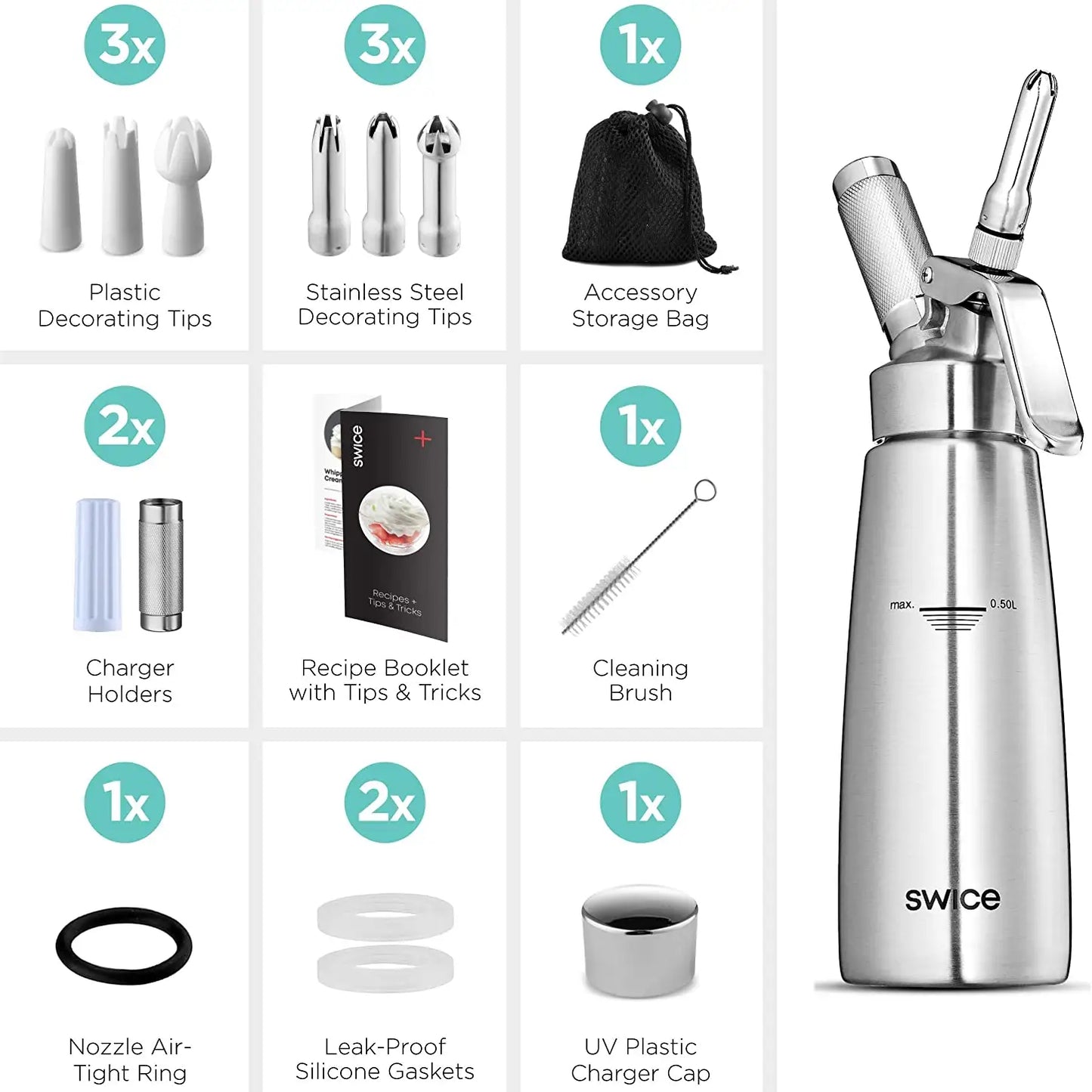 Whipped Cream Dispenser with Recipe Booklet