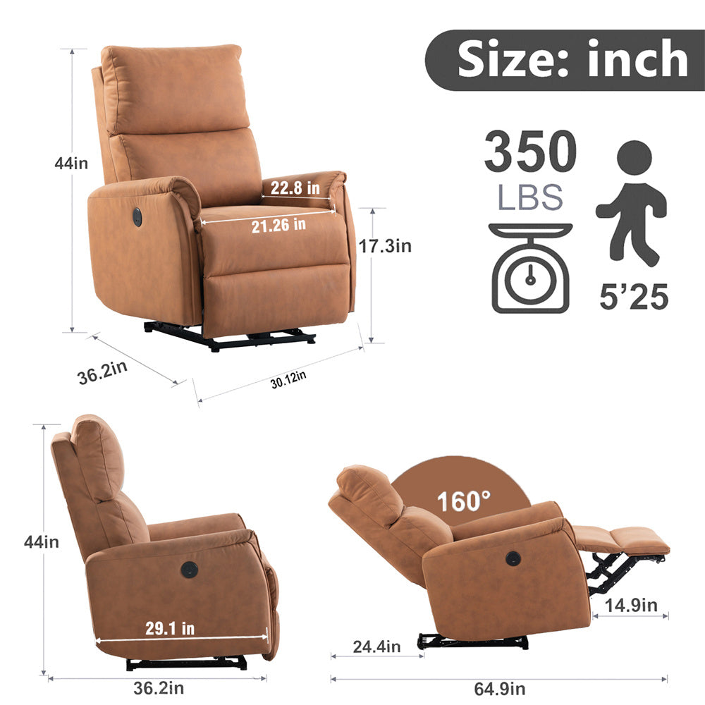 CompactLux Streamline: Space-Saver Power Recliner with USB