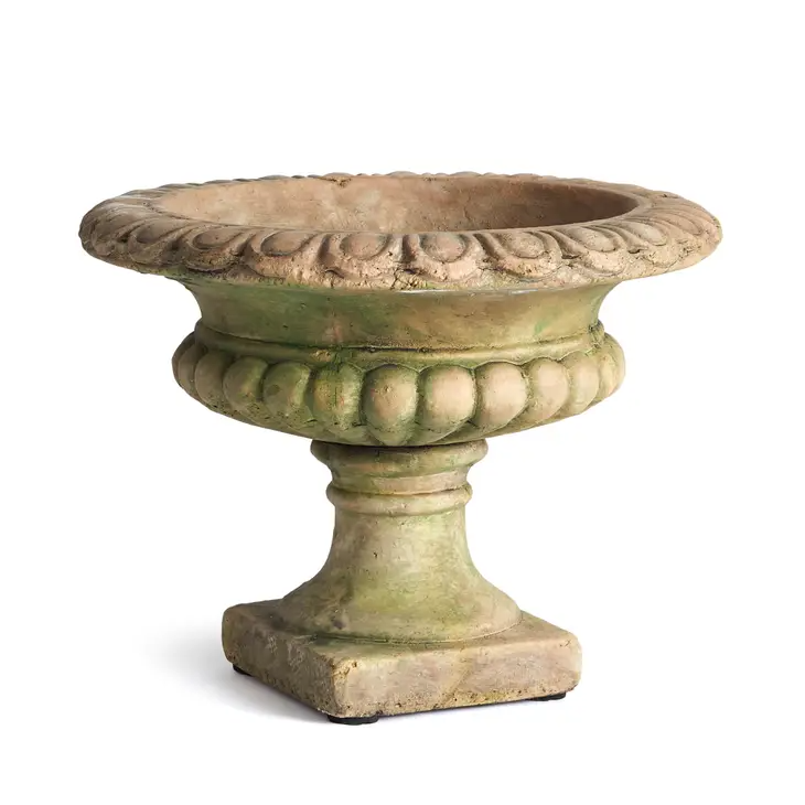 Weathered Terracotta Garden Pedestal Urn