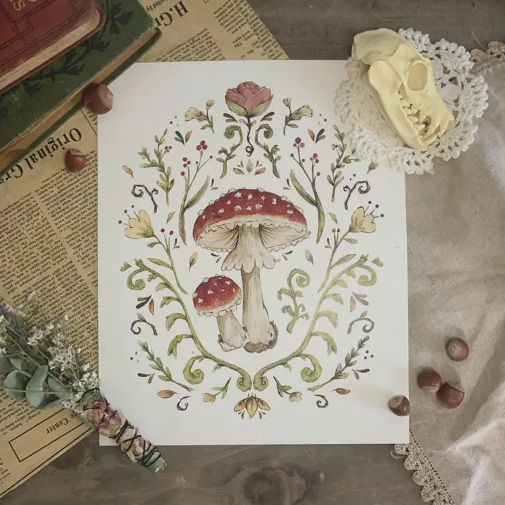 Amanita Muscaria Watercolor Print