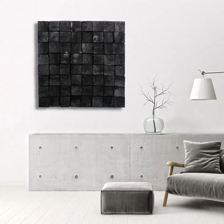 Black Smoked Wood Wall Art, Wall Hangings, Wall Art Decor