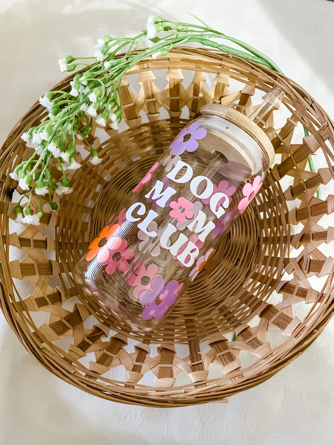 Dog Mom Club Coffee Glass Can Cup