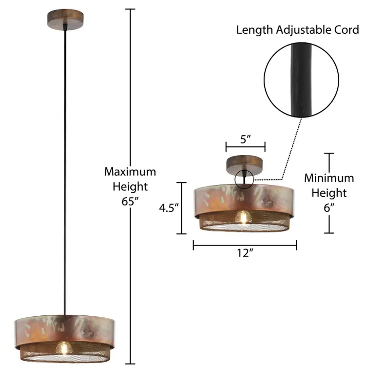 12"W Melinda Copper Pendant Light ( 8 available)