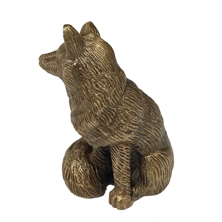 2-1/2" Antiqued Brass Sitting Fox Tabletop Decor