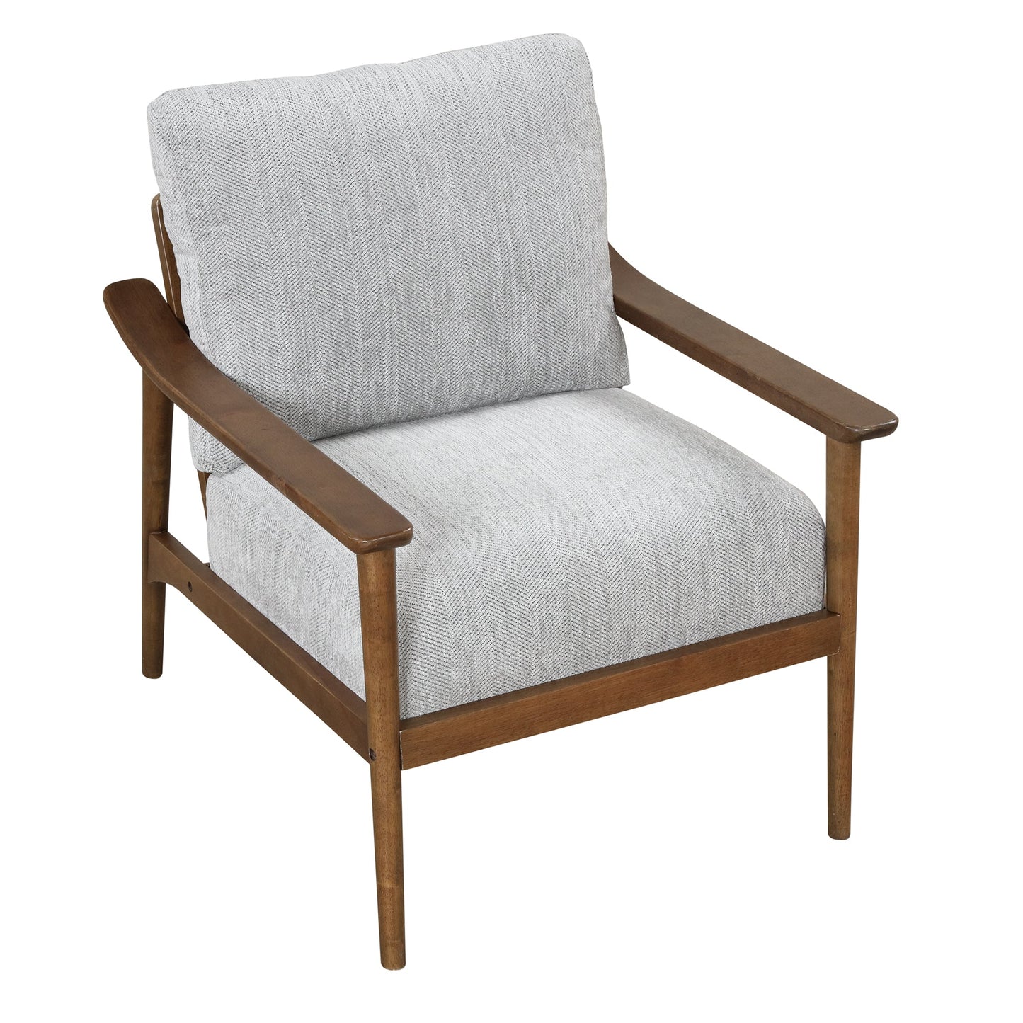 Linen Upholsterd Accent Chair Arm Chair Set of 1 with Vertical Slatted Back