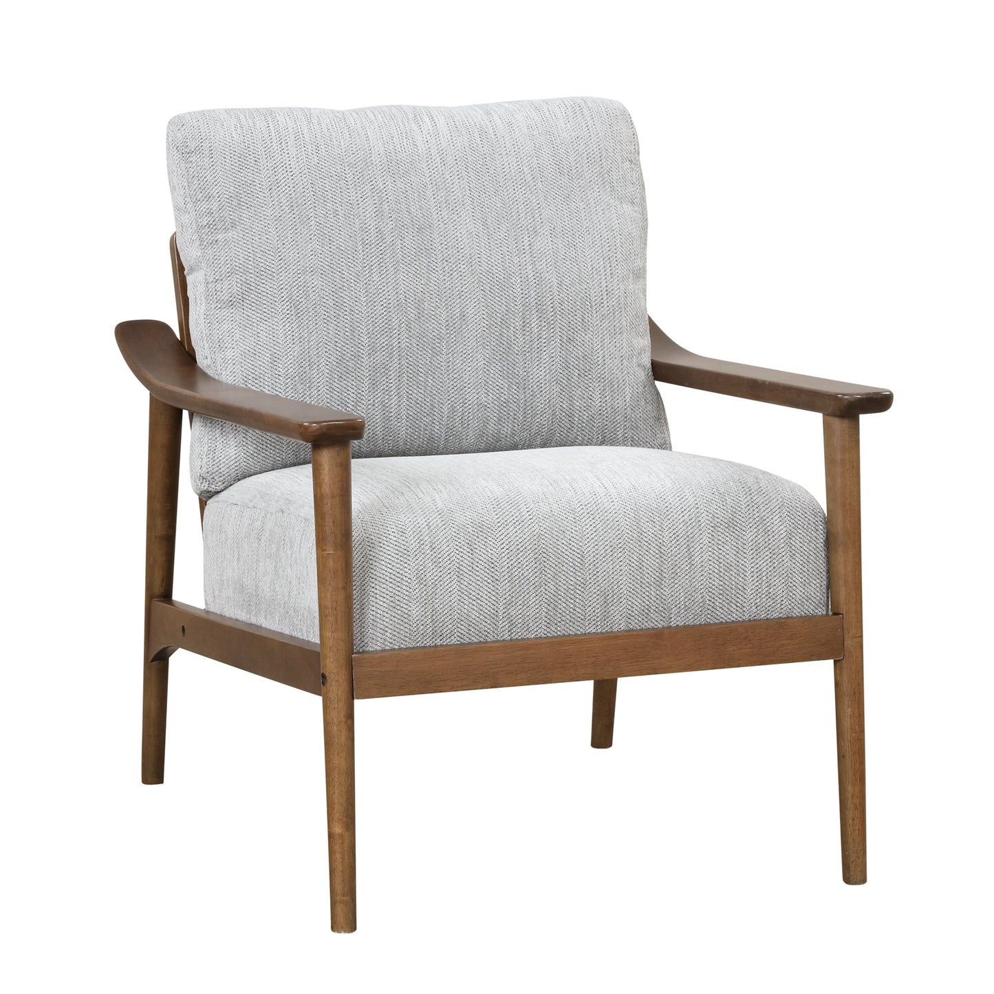 Linen Upholsterd Accent Chair Arm Chair Set of 1 with Vertical Slatted Back