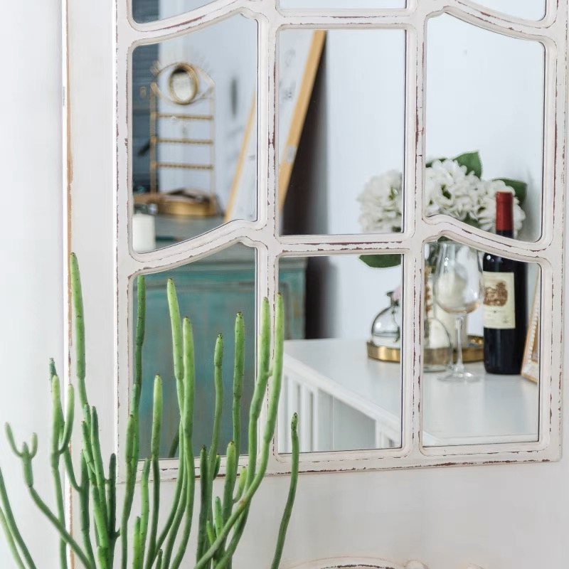 Window Style Wood Mirror