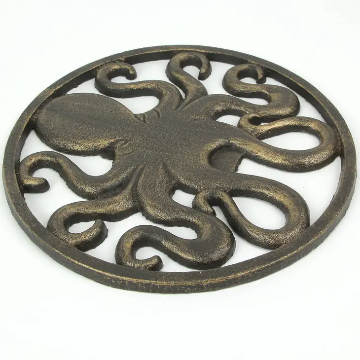 Cast Iron Wall Decoration Bronze Finish - Octopus