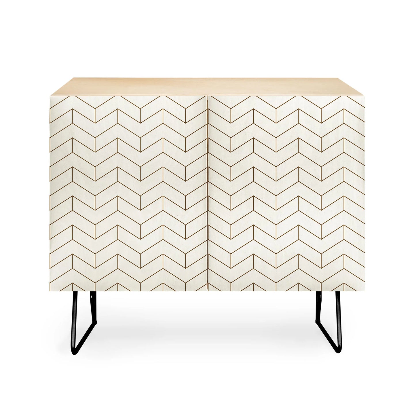Simple Linear Geometry Cream Credenza