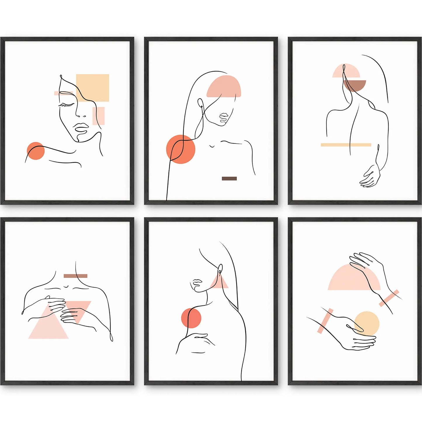 Unframed Abstract Feminine Line Art Set 11x14