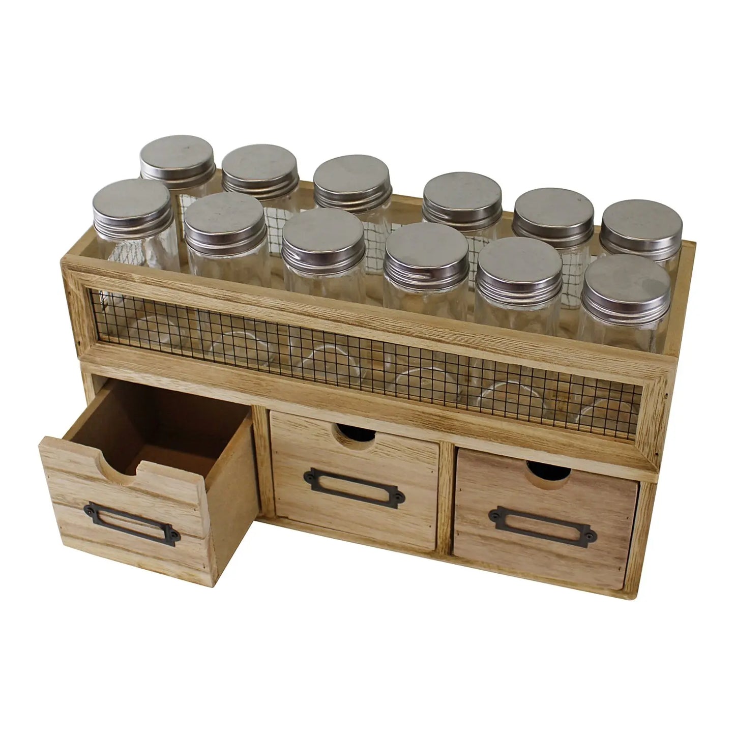 12 Jar Freestanding Spice Rack & 3 Drawer Cabinet
