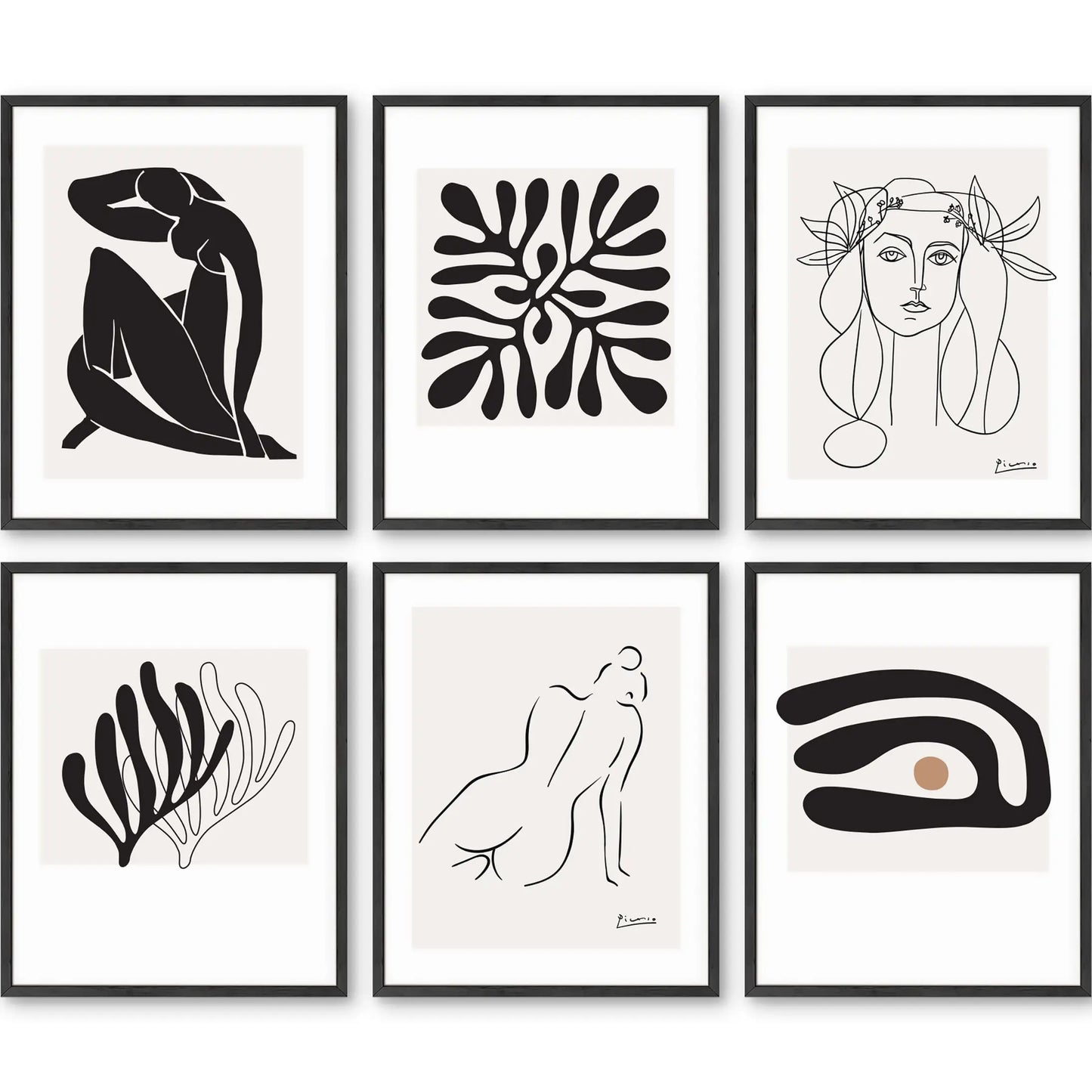 Unframed Henri Matisse Neutral Set of 6 8x10