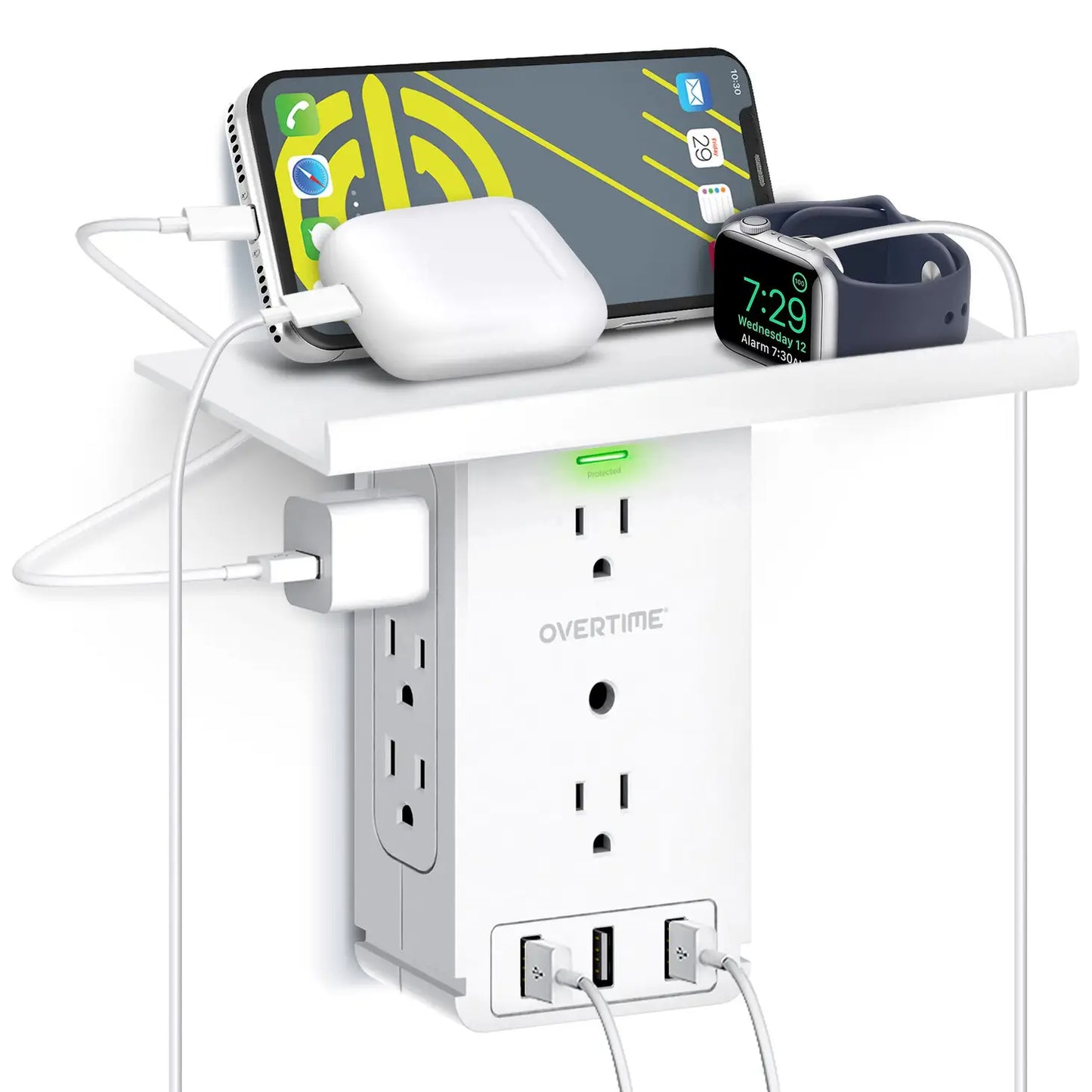 Outlet Shelf 11-Port Wall Charger and Surge Protector