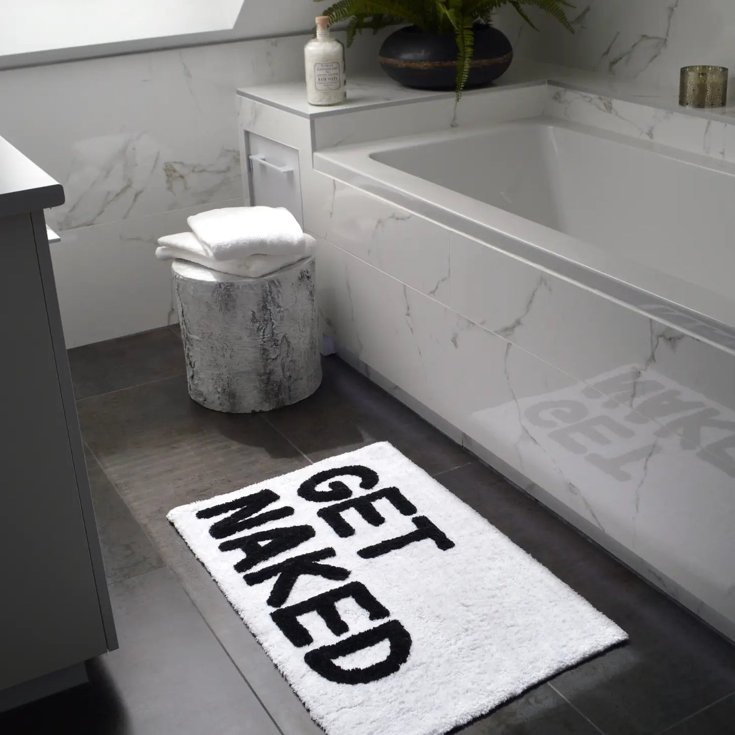 Get Naked Bath Mat - Non Slip Slogan Bathroom Rug