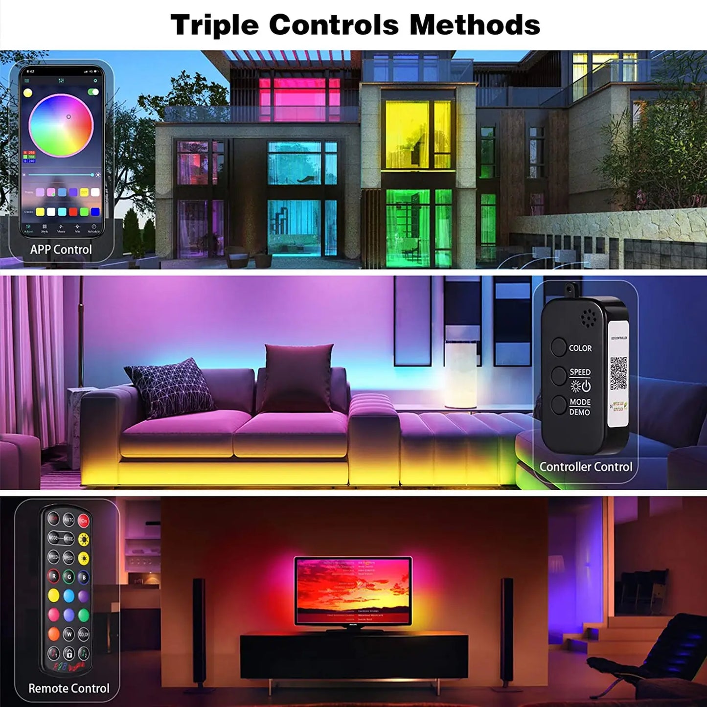 Smart Home Sound Activated Multi-Color LED Light Strip