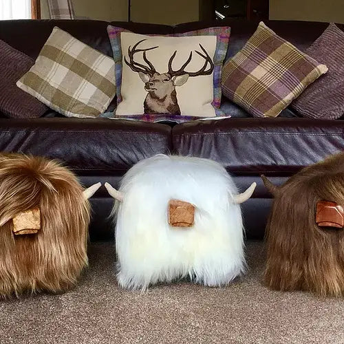 Highland Calf Footstool - Butterscotch